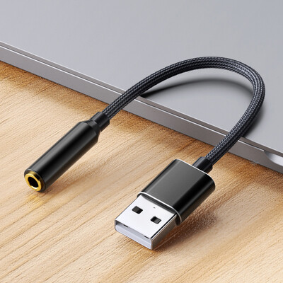 Placă de sunet USB 20CM Adaptor pentru căști audio USB la 3,5 mm Placă de sunet externă Placă audio pentru microfon, căști, computer, computer