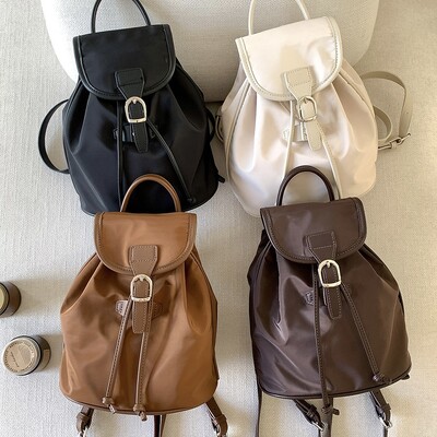 Nylon σακίδιο πλάτης ρετρό στυλ για γυναίκες Σακίδιο πλάτης με λεπτή ζώνη Casual μαθητικό σχολείο Harajuku με κορδόνι ταξιδιού Vintage