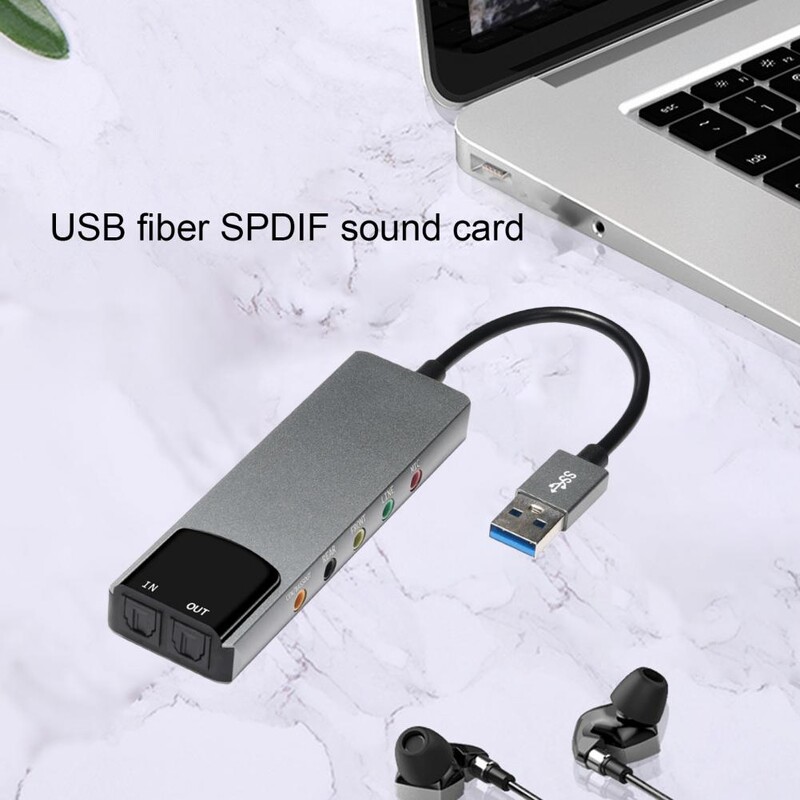 Placă de sunet USB Placă de sunet USB Fibră optică Spdif pentru computer Suport multifuncțional extern Compatibil Ac-3 Dts 5.1 Sound Track