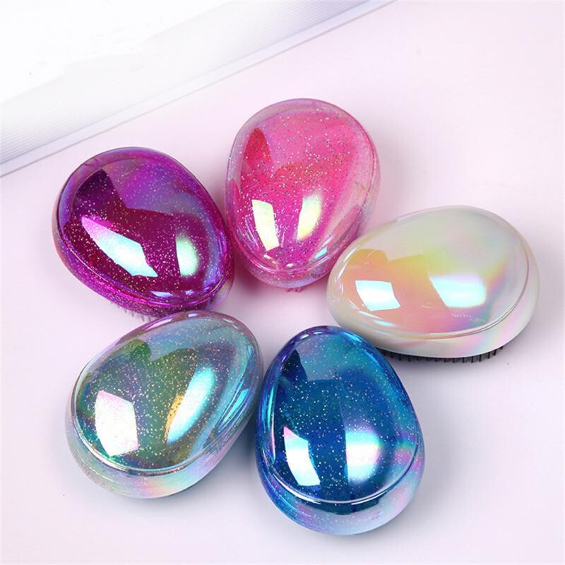 Perie de păr de formă rotundă de ou Mini perie de descurcare a părului Perie de păr moale Piepteni de coafură Instrumente de coafare