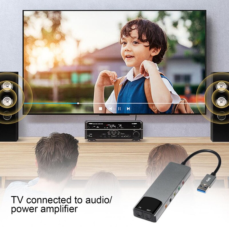 Placă de sunet USB Placă de sunet Usb Fibră optică Spdif de înaltă calitate pentru computer Suport multifuncțional extern Compatibil Ac-3 Dts 5.1