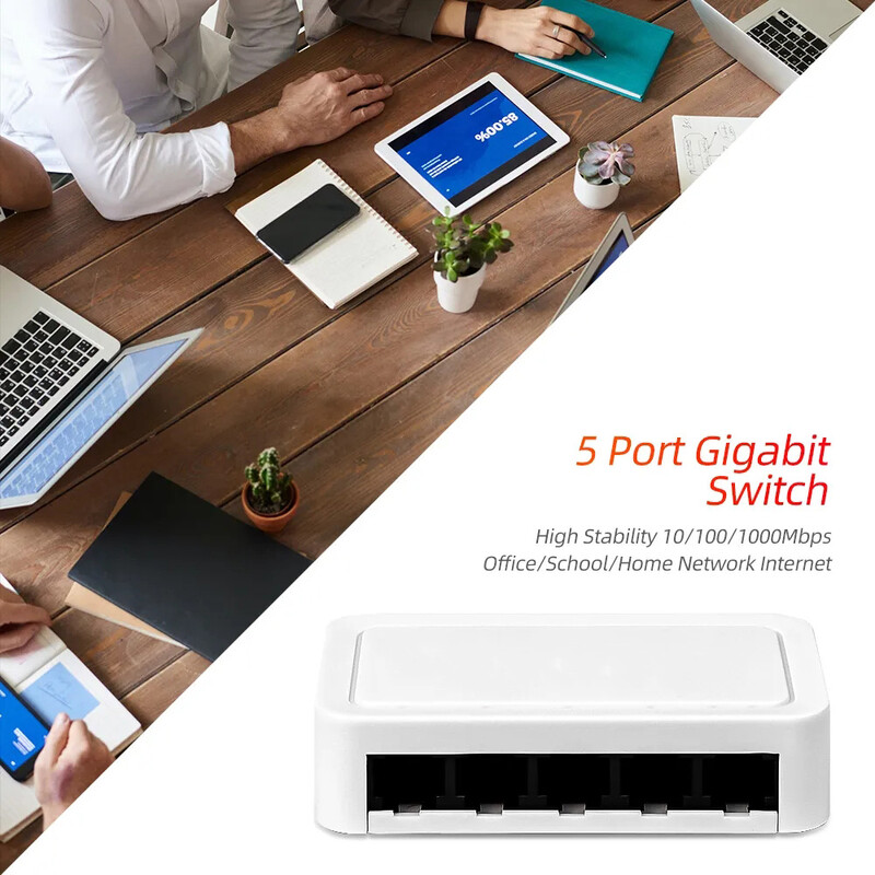 Switch de rețea 10/100/1000Mbps 5 porturi Ethernet Mini comutator Internet Splitter Desktop RJ45 Hub de rețea