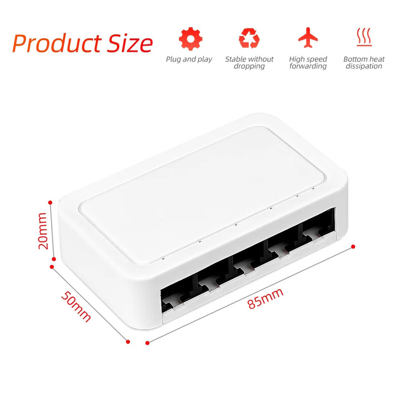 Switch de rețea 10/100/1000Mbps 5 porturi Ethernet Mini comutator Internet Splitter Desktop RJ45 Hub de rețea