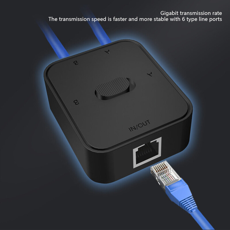 Comutator de rețea Gigabit 2 porturi 1000Mbps Splitter RJ45 Adaptor Ethernet Splitter Selector de extensie cablu pentru PC Laptop TV Router