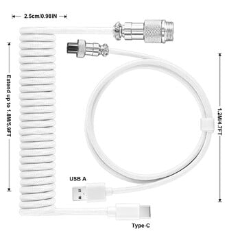 NNBILI НОВА Механична клавиатура Навит кабел USB C кабел за клавиатура Механична клавиатура Aviator Настолен компютър Авиационен конектор