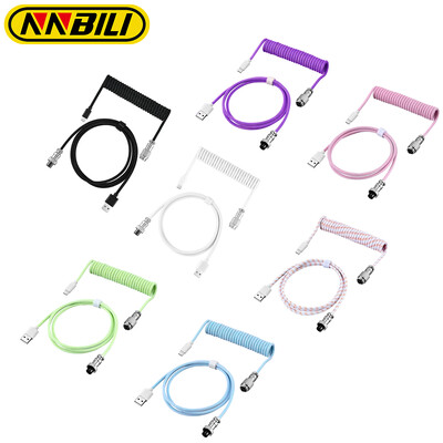 NNBILI NAUJAS mechaninės klaviatūros suvyniotas kabelis USB C klaviatūros laidinė mechaninė klaviatūra Aviator stalinio kompiuterio aviacijos jungtis