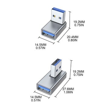 90 градуса наляво надясно нагоре надолу под ъгъл USB 3.0 мъжки към женски удължителен конектор адаптер за лаптоп компютър USB зарядни устройства конвертор