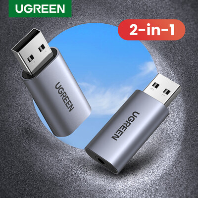 UGREEN garso plokštės USB iki 3,5 mm garso sąsajos adapteris ausinių mikrofonui, skirtas nešiojamam kompiuteriui PS5/4 TRRS(CTIA/OMTP) aliuminio metalinis apvalkalas