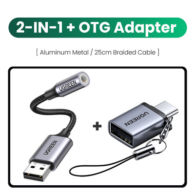 Zvuková karta UGREEN, adaptér zvukového rozhrania USB na 3,5 mm pre slúchadlá a mikrofón pre PC, laptop PS5/4, TRRS (CTIA/OMTP), hliníkový kovový kryt