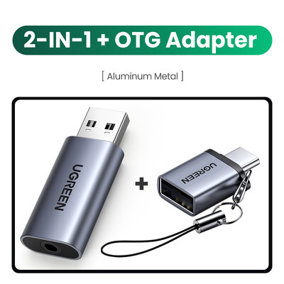 Zvuková karta UGREEN, adaptér zvukového rozhrania USB na 3,5 mm pre slúchadlá a mikrofón pre PC, laptop PS5/4, TRRS (CTIA/OMTP), hliníkový kovový kryt