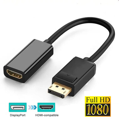 4K DisplayPort į HDMI suderinamo adapterio keitiklio ekrano prievadas, vyriškas DP į moteriškas HD televizoriaus kabelio adapteris Vaizdo garso adapteris, skirtas kompiuterio televizoriui
