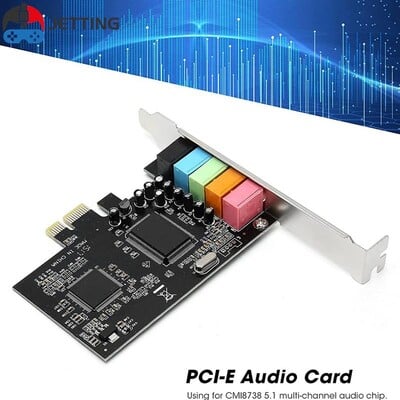 PCI-E 5.1 helikaart arvuti PCIE 5.1 kanal 3D heli 6 kanalit 3D mängud muusika digitaalne helikaart PCI Express 5.1 CH 24bit