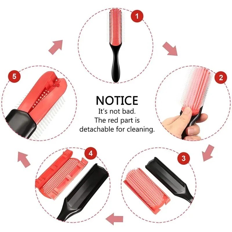 4 krāsu, 9 rindu Denman birste sievietēm, atšķetināma, veidojoša matu suka, galvas ādas masētājs, salons, frizieri, taisni, cirtaini, mitri, 4 c matu ķemme