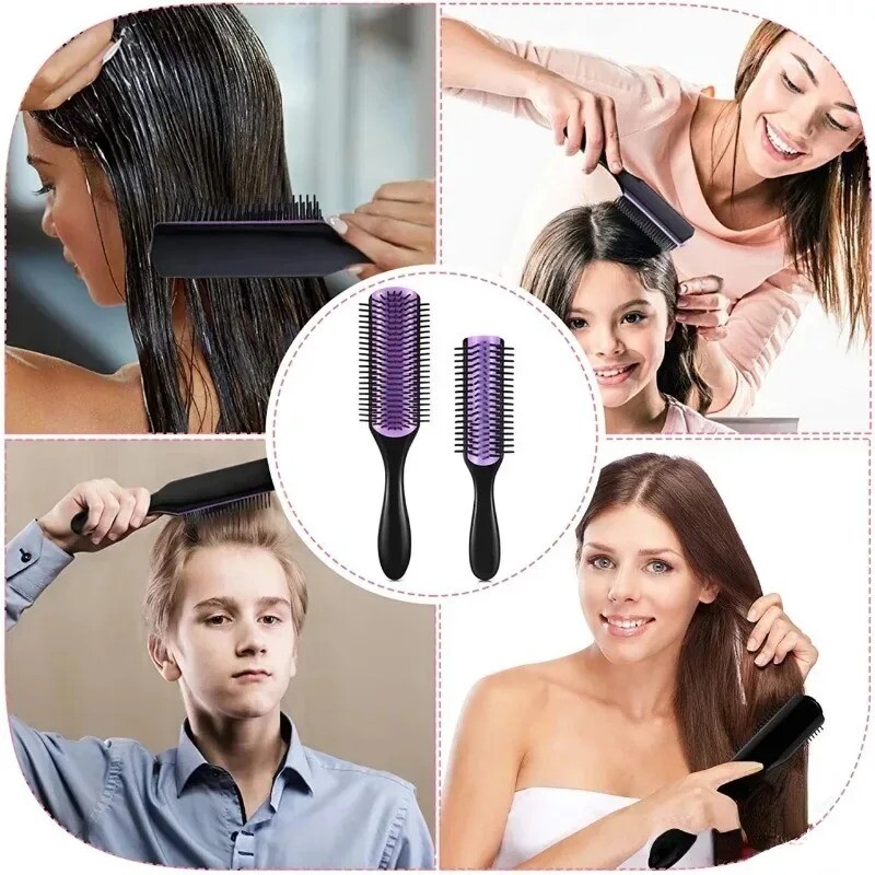 4 krāsu, 9 rindu Denman birste sievietēm, atšķetināma, veidojoša matu suka, galvas ādas masētājs, salons, frizieri, taisni, cirtaini, mitri, 4 c matu ķemme