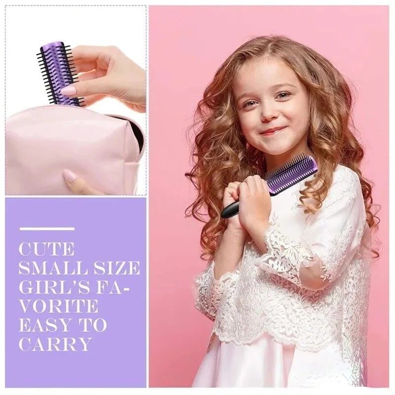 4 krāsu, 9 rindu Denman birste sievietēm, atšķetināma, veidojoša matu suka, galvas ādas masētājs, salons, frizieri, taisni, cirtaini, mitri, 4 c matu ķemme