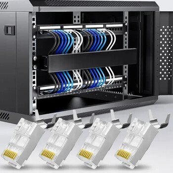 1/10/30Pcs Pass Through RJ45 Cat7/Cat6/Cat5 Екраниран съединител Crystal End Позлатен 8P8C Crimp UTP Ethernet Модулен щепсел