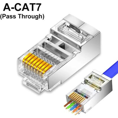 1/10/30 buc. trece prin conectori RJ45 Cat7/Cat6/Cat5 ecranat Capăt de cristal placat cu aur 8P8C Crimp UTP Ethernet mufă modulară