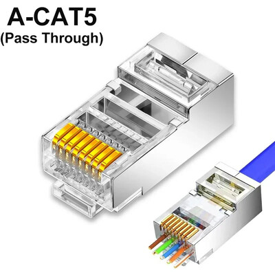 1/10/30 buc. trece prin conectori RJ45 Cat7/Cat6/Cat5 ecranat Capăt de cristal placat cu aur 8P8C Crimp UTP Ethernet mufă modulară
