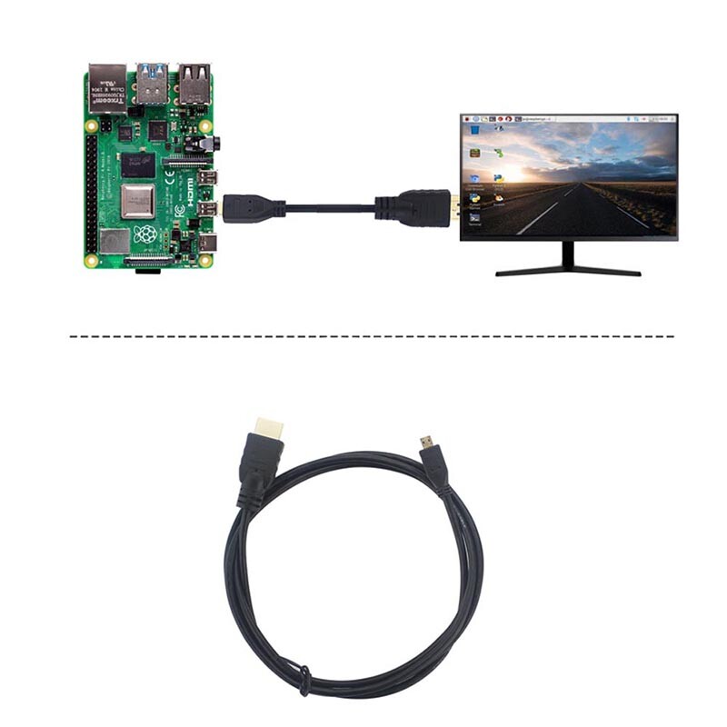 Raspberry Pi 4B Micro HDMI saderīgs ar HDMI saderīgs video kabelis Atbalsts 4K adaptera vads planšetdatora HDTV Android