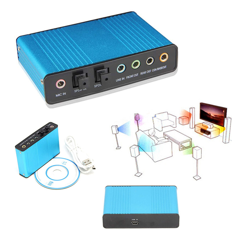 Placă de sunet audio externă USB 5.1 Placă de sunet pentru laptop cu fibră optică S/PDIF pentru joc video HTPC Home Theatre