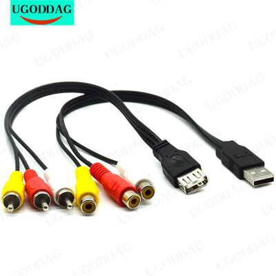 1kom USB muški utikač na 3 RCA ženski adapter Audio konverter Video AV A/V kabel USB na RCA kabel za HDTV TV Televizijski žičani kabel