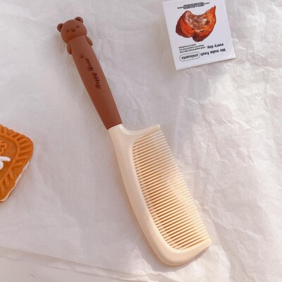 Mielos animacinių filmų kūdikių plaukų šepetys, pieno arbatos spalvos šukos Kawaii Bear Bunny minkštos rankenėlės dervos šukos, skirtos mažos mergaitės plaukų aksesuarams