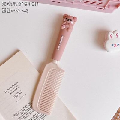 Mielos animacinių filmų kūdikių plaukų šepetys, pieno arbatos spalvos šukos Kawaii Bear Bunny minkštos rankenėlės dervos šukos, skirtos mažos mergaitės plaukų aksesuarams