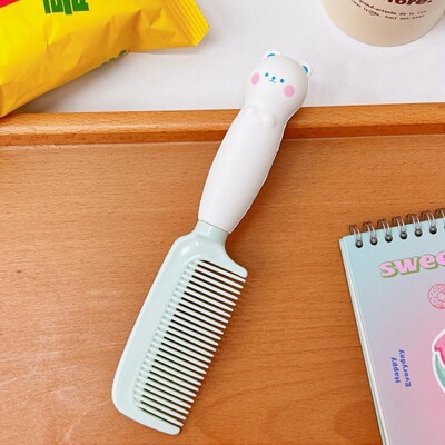 Mielos animacinių filmų kūdikių plaukų šepetys, pieno arbatos spalvos šukos Kawaii Bear Bunny minkštos rankenėlės dervos šukos, skirtos mažos mergaitės plaukų aksesuarams