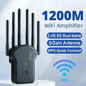 WiFi atkārtotājs Bezvadu maršrutētājs 1200Mbps 2.4G 5G signāla vāka paplašinātājs High Gain 6 antenas tīkla pastiprinātāja diapazona signāla pastiprinātājs