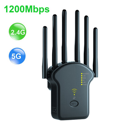 WiFi atkārtotājs Bezvadu maršrutētājs 1200Mbps 2.4G 5G signāla vāka paplašinātājs High Gain 6 antenas tīkla pastiprinātāja diapazona signāla pastiprinātājs
