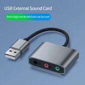 3 v 1 externá zvuková karta USB, audio jack 3,5 mm kábel, adaptér HIFI zvuku pre mikrofón, reproduktor, slúchadlá, PC, notebook