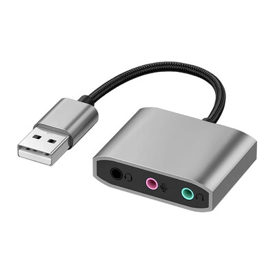 3 v 1 externá zvuková karta USB, audio jack 3,5 mm kábel, adaptér HIFI zvuku pre mikrofón, reproduktor, slúchadlá, PC, notebook