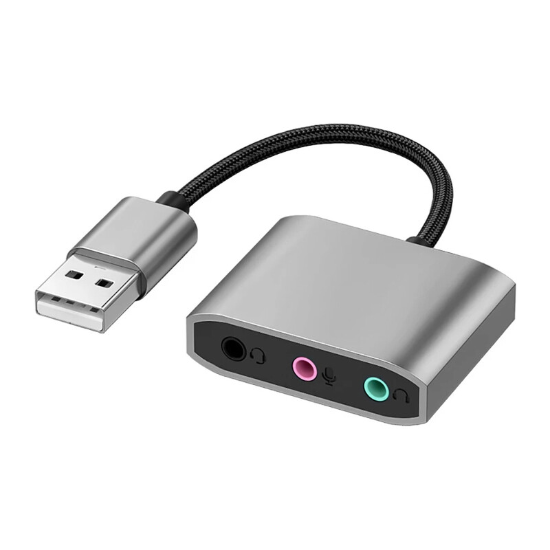 3 v 1 externá zvuková karta USB, audio jack 3,5 mm kábel, adaptér HIFI zvuku pre mikrofón, reproduktor, slúchadlá, PC, notebook