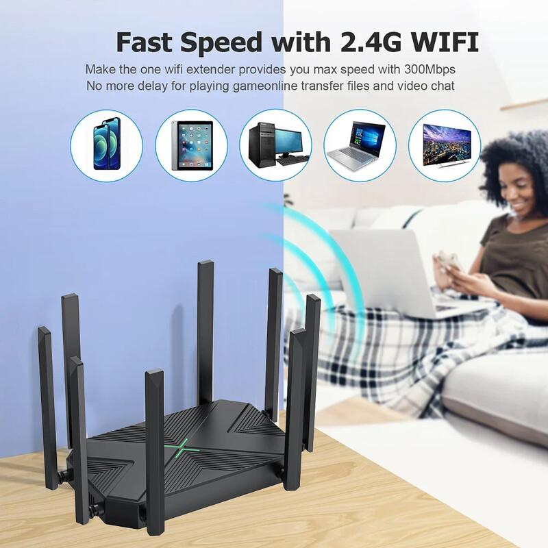 1200M WiFi router Gigabitový bezdrôtový router WiFi opakovač 2,4G 5GHz dvojpásmový 8 anténny zosilňovač signálu zosilňovač hotspotu plynulejší hotspot