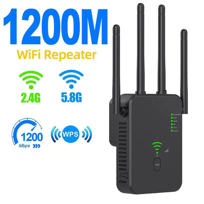 1200Mbps belaidis WiFi kartotuvas Wi-Fi signalo stiprintuvas Dviejų juostų 2.4G 5G WiFi plėstuvas 802.11ac Gigabit stiprintuvas WPS maršrutizatorius