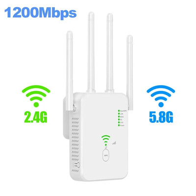 1200Mbps belaidis WiFi kartotuvas Wi-Fi signalo stiprintuvas Dviejų juostų 2.4G 5G WiFi plėstuvas 802.11ac Gigabit stiprintuvas WPS maršrutizatorius