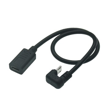 180 градуса Micro Mini Usb Up Angle USB 3.1 Тип C женски към микро USB мъжки USB-C преобразувател на данни за зареждане, адаптерен кабел 0,3 м/30 см