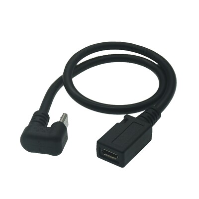 180-stupňový Micro Mini USB adaptér USB 3.1 typu C samica na Micro USB samec s uhlom závitu 0,3 m/30 cm