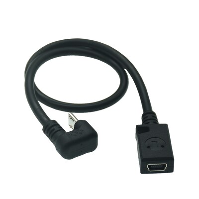 180-stupňový Micro Mini USB adaptér USB 3.1 typu C samica na Micro USB samec s uhlom závitu 0,3 m/30 cm
