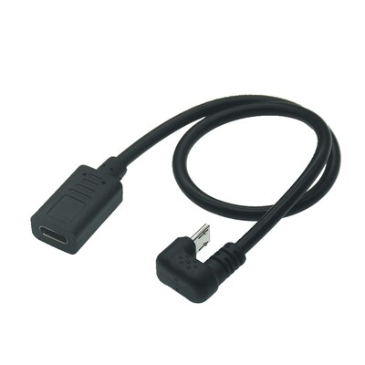 180-stupňový Micro Mini USB adaptér USB 3.1 typu C samica na Micro USB samec s uhlom závitu 0,3 m/30 cm