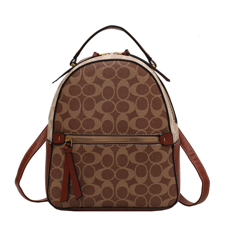 Rucsac din piele vintage de lux pentru fete, rucsacuri elegante pentru femei, geantă de umăr maro, rucsac de călătorie, din PVC bej, din piele artificială.