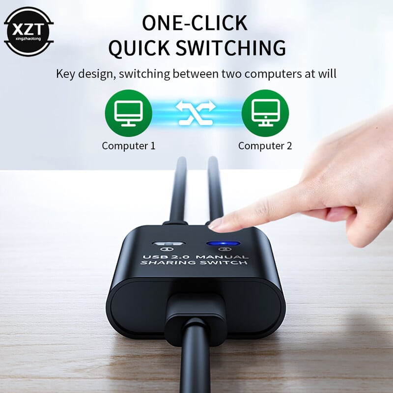 USB-printeri jagamisseade 2 in 1 väljund Printeri jagamisseade 2-pordiline käsitsi KVM-i lülitus jaotur jaotur Konverter Plug and Play