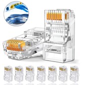 100 ks RJ45 ethernetových káblov, modul, sieťový konektor, krištáľové hlavice, pozlátený sieťový kábel Cat5, vhodný pre počítač, televízor