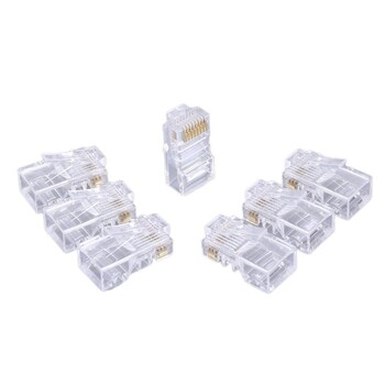 100PC RJ45 Ethernet кабели Модул Щепсел Мрежов конектор Кристални глави Cat5 позлатен мрежов кабел, подходящ за компютърна телевизия