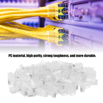 100PC RJ45 Ethernet кабели Модул Щепсел Мрежов конектор Кристални глави Cat5 позлатен мрежов кабел, подходящ за компютърна телевизия