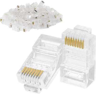 100 ks RJ45 ethernetových káblov, modul, sieťový konektor, krištáľové hlavice, pozlátený sieťový kábel Cat5, vhodný pre počítač, televízor