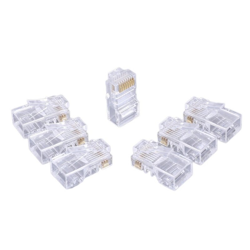 100 ks RJ45 ethernetových káblov, modul, sieťový konektor, krištáľové hlavice, pozlátený sieťový kábel Cat5, vhodný pre počítač, televízor