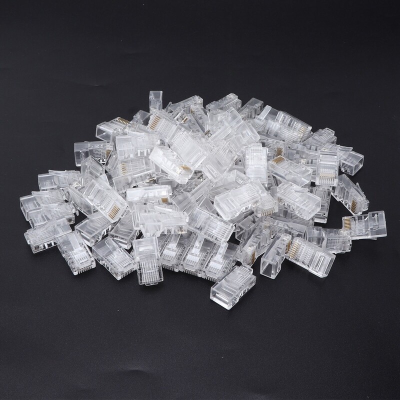 100 ks RJ45 ethernetových káblov, modul, sieťový konektor, krištáľové hlavice, pozlátený sieťový kábel Cat5, vhodný pre počítač, televízor