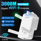 FENVI WIFI6 AX3000 Gigabit Wireless Repeater Dual Band 2.4/5Ghz Signal Booster cu 4 antene cu câștig mare Amplificator cu rază lungă