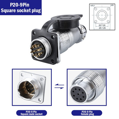 PLS20 Zračni konektor 2/3/4/5/6/7/8/9/10/12 Pin Air Carrier muški ženski utični konektor WS20 TP20 Promjer otvora 20 mm